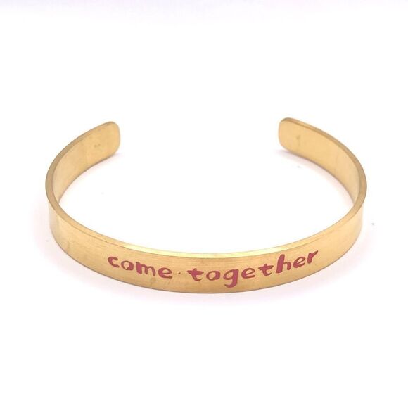 Minimalist gold come together message cuff bracelet - Picture 2 of 4
